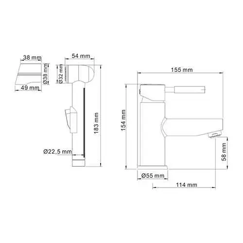 Смеситель для раковины с гигиеническим душем WasserKRAFT Main 4108