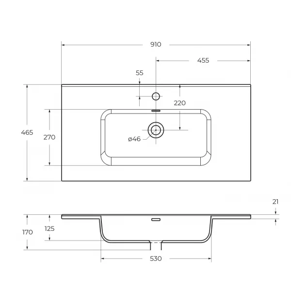 Керамическая раковина BelBagno BB900ETL, 91 см