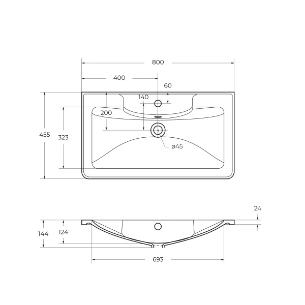 Раковина из литьевого мрамора BelBagno BB800/455-LV-MR-ALR, 80 см