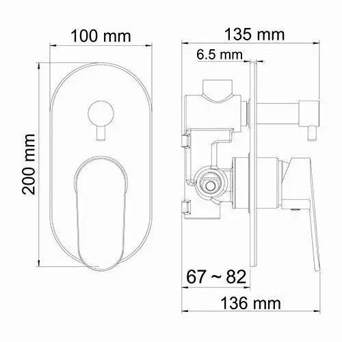 Встраиваемый смеситель для ванны и душа WasserKRAFT Donau 5341