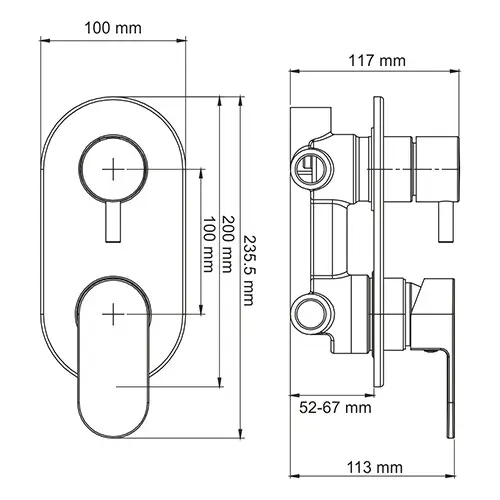 Встраиваемый смеситель для ванны и душа WasserKRAFT Dinkel 5871