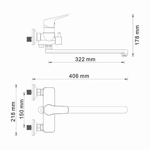 Смеситель для ванны с длинным изливом WasserKRAFT Lippe 4502L с душем