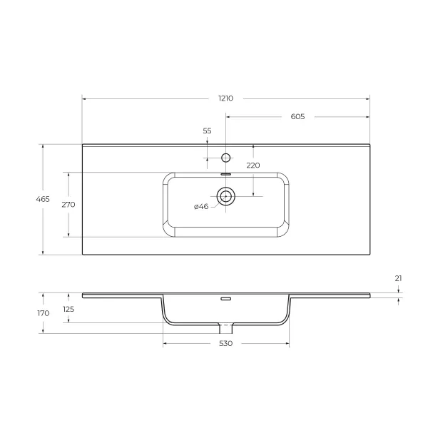 Керамическая раковина BelBagno BB1200ETL, 121 см