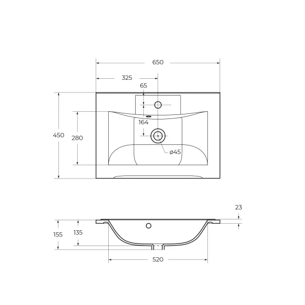 Раковина из литьевого мрамора BelBagno BB650/450-LV-MR-PR, 65 см