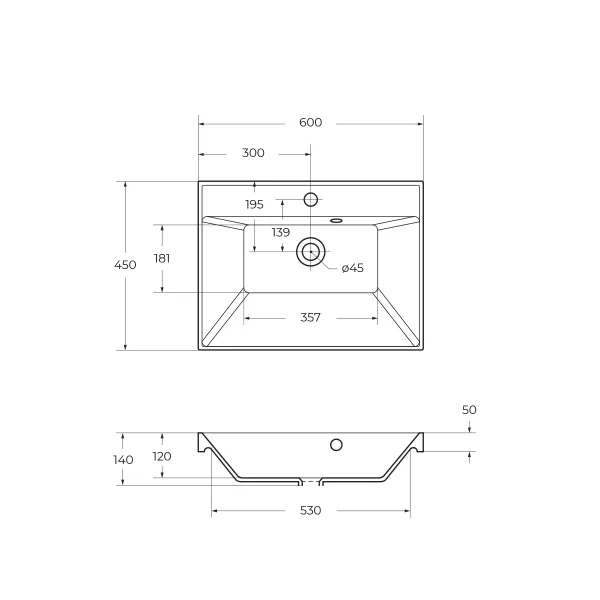 Раковина из литьевого мрамора BelBagno BB600/450-LV-MR-AST, 60 см