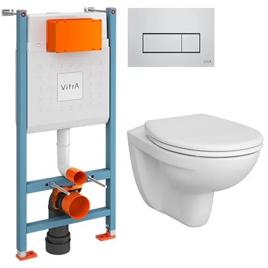 Система инсталляции для унитазов VITRA V-Fix Core 800-1875 с кнопкой смыва + унитаз подвесной VITRA Normus 6855B003-0101