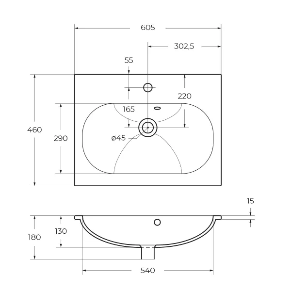 Керамическая раковина BelBagno BB1923-600, 60.5 см