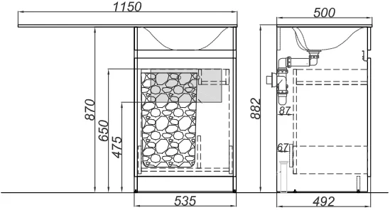 Тумба под раковину напольная Aqwella Forma FOR0105KL с бельевой корзиной слева