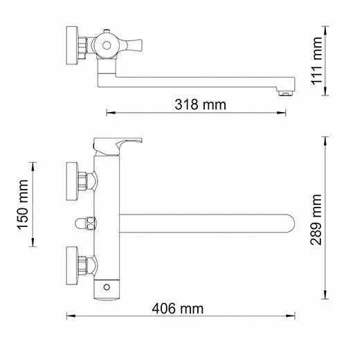 Смеситель для ванны с длинным изливом WasserKRAFT Berkel 4802L с душем