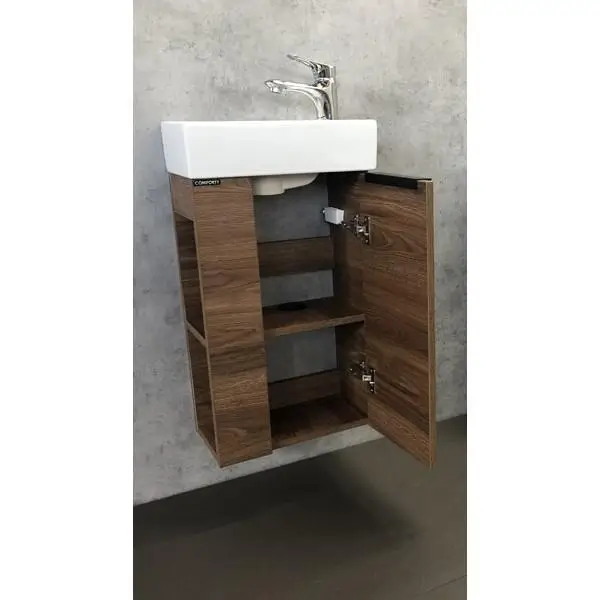 Подвесная тумба с раковиной Comforty Матэ 40 дуб темно-коричневый 00-00000832CF