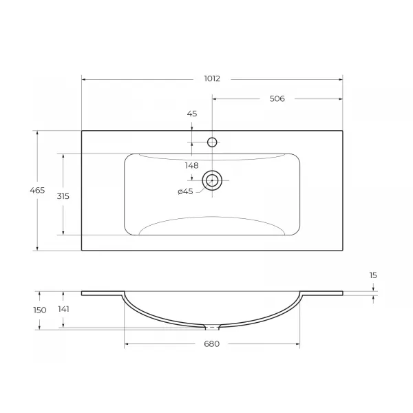 Стеклянная раковина BelBagno BB1010/465-LV-VTR-BO, 101.2 см