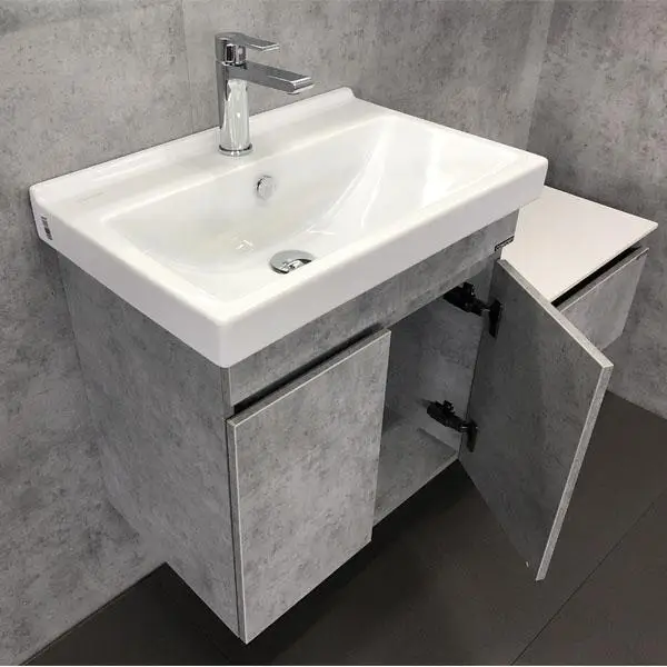 Подвесная тумба с раковиной Comforty Осло 60 бетон светлый 00-00000835CF