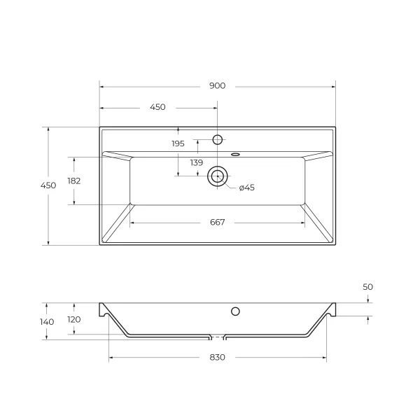 Раковина из литьевого мрамора BelBagno BB900/450-LV-MR-AST, 90 см