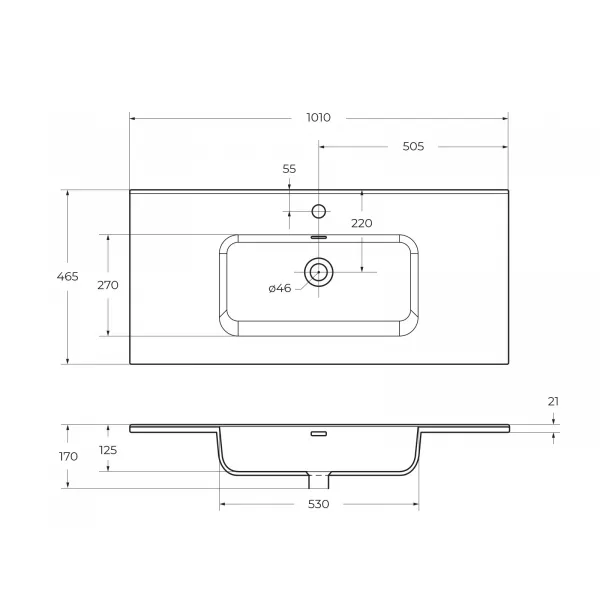 Керамическая раковина BelBagno BB1000ETL, 101 см