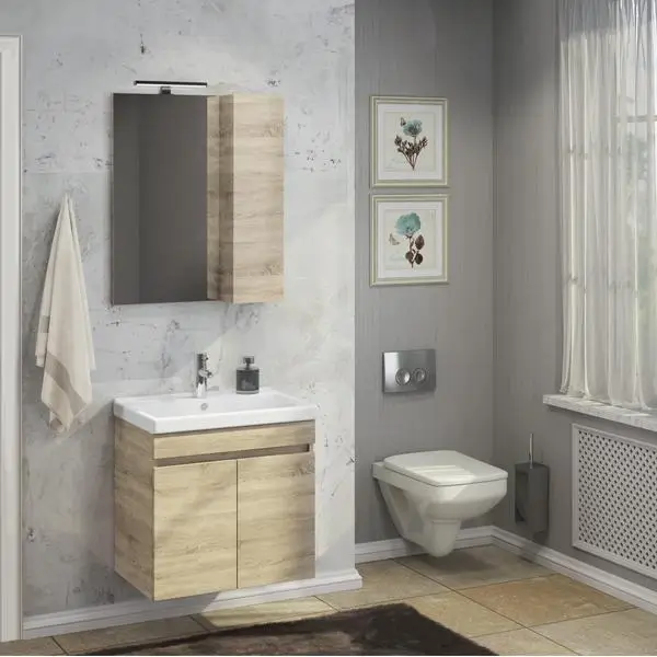 Подвесная тумба с раковиной Comforty Тромсе 60 дуб сонома 00004142217CF