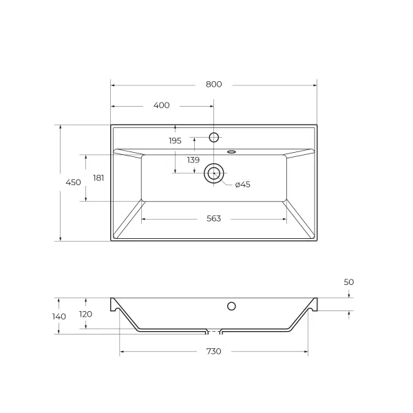 Раковина из литьевого мрамора BelBagno BB800/450-LV-MR-AST, 80 см