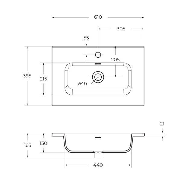 Керамическая раковина BelBagno BB600/390ETL, 61 см
