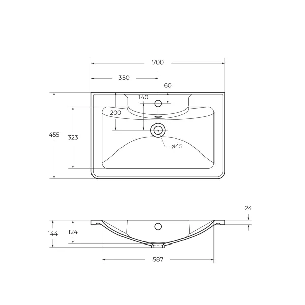 Раковина из литьевого мрамора BelBagno BB700/455-LV-MR-ALR, 70 см