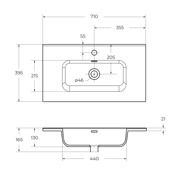 Керамическая раковина BelBagno BB700/390ETL, 71 см