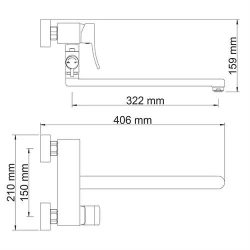 Смеситель для ванны с длинным изливом WasserKRAFT Aller 1062L с душем
