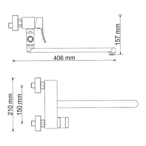 Смеситель для ванны с длинным изливом WasserKRAFT Exter 1602L с душем