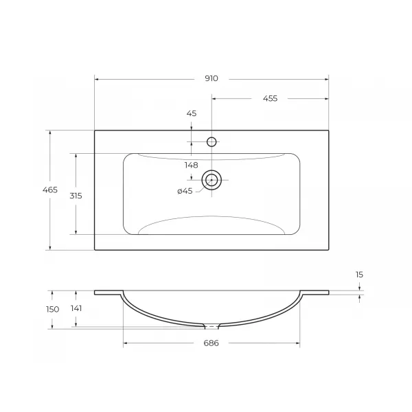Стеклянная раковина BelBagno BB910/465-LV-VTR-BL, 91 см