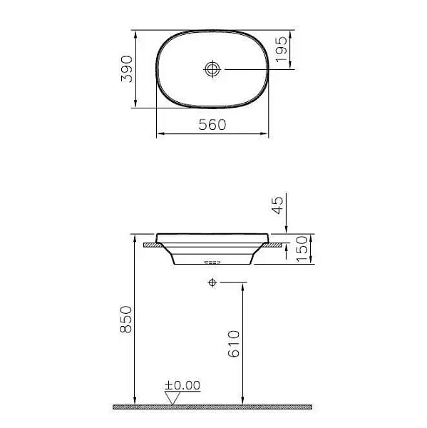 Полувстраиваемая раковина VITRA Frame 5652B403-0016 56 см