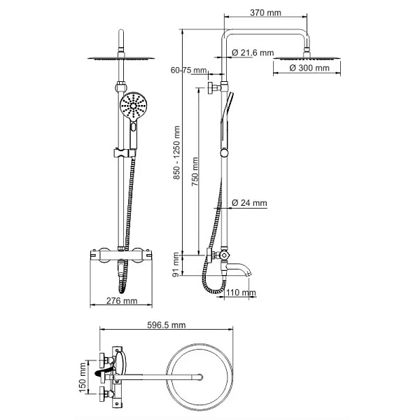 Душевая система с термостатом WasserKRAFT Thermo A28801