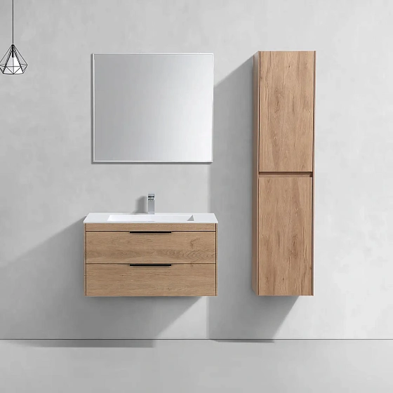 Тумба под раковину Vincea Chiara 2D 800 подвесная, 2 выкатных ящика soft-close, N.Oak