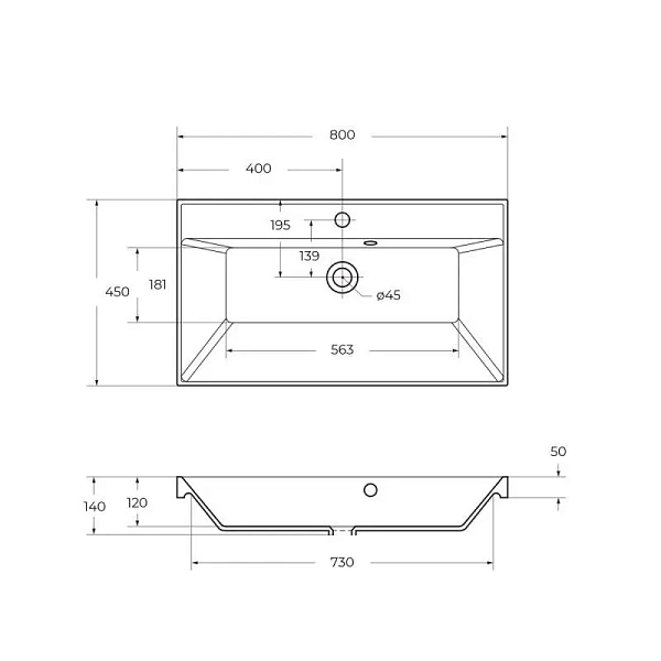 Раковина из искусственного камня BelBagno BB800/450-LV-ART-AST-NERO, 80 см