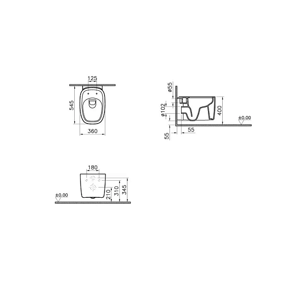 Унитаз подвесной VITRA Plural 7830B401-0075 безободковый