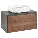 Тумба под накладную раковину Mesa 800 подвесная, 1 выкатной/1 скрытый ящик soft close, T.Oak + Beton