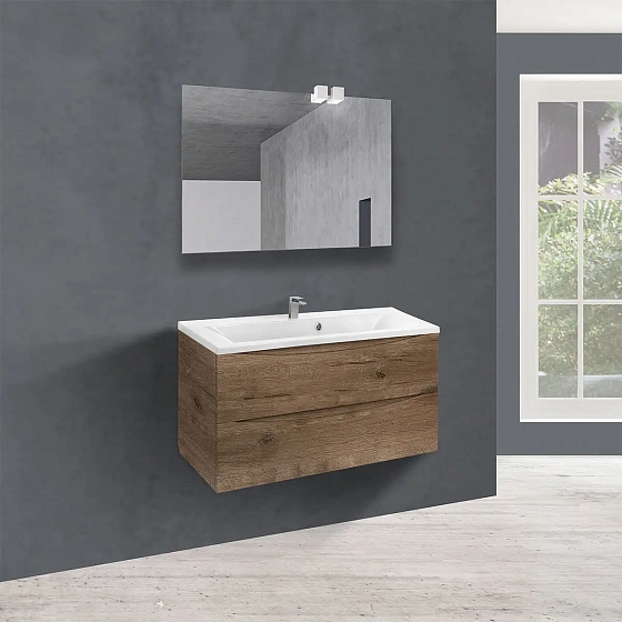 Тумба под раковину Vincea Mia 900 подвесная, 2 выкатных ящика soft close, V.Oak