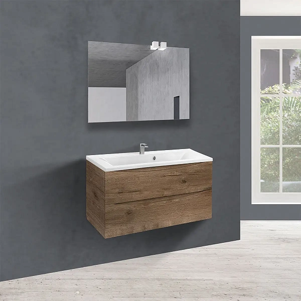 Тумба под раковину Vincea Mia 900 подвесная, 2 выкатных ящика soft close, V.Oak