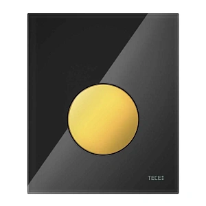 Стеклянная кнопка смыва Tece TECEloop 9242658 стекло черное, клавиша золотая