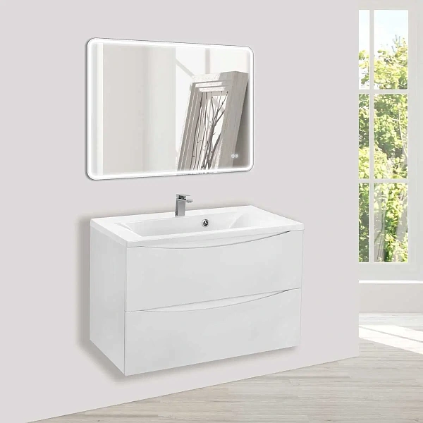Тумба под раковину Vincea Mia 750 подвесная, 2 выкатных ящика soft close, G.White