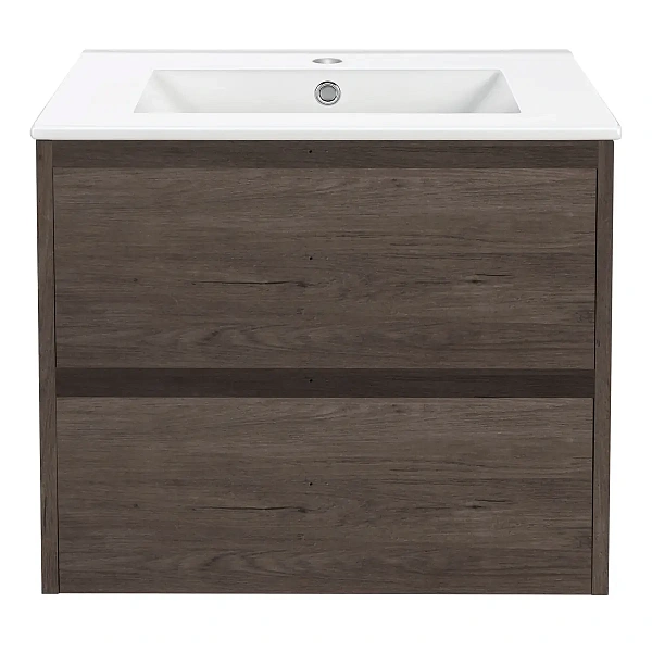 Тумба под раковину Vincea Gio 600 подвесная, 2 выкатных ящика soft-close, R.Oak