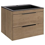 Тумба под раковину Vincea Chiara 2D 600 подвесная, 2 выкатных ящика soft-close, N.Oak