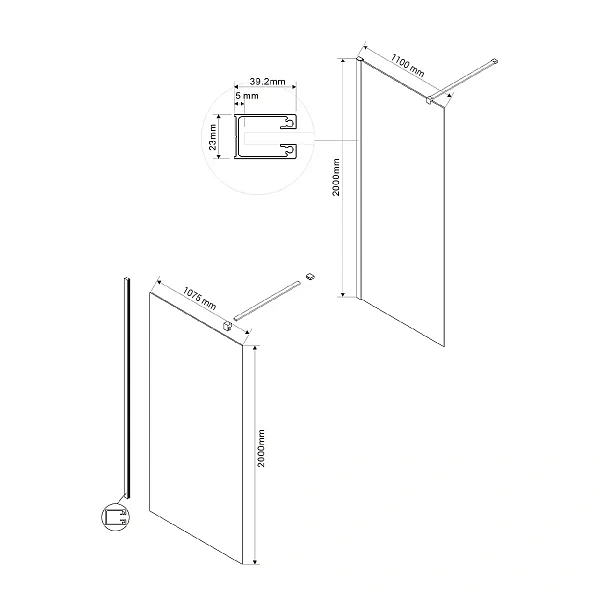 Душевая перегородка Vincea Walk-In VSW-1H110CGB, 1100*2000, черный, стекло тонированное
