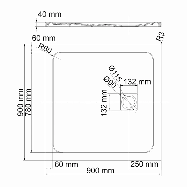 Поддон для душа WasserKRAFT Rhin 90x90 44T03