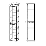 Шкаф-пенал Vincea Mia VSC-2M170BT-R подвесной, 1700*350*350, Beton, правый