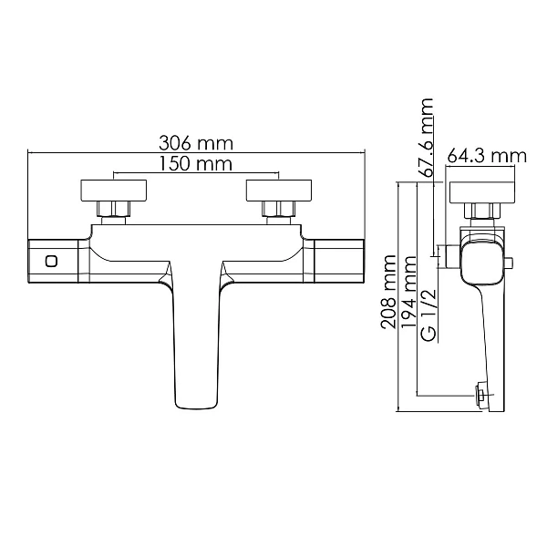 Смеситель для ванны с термостатом WasserKRAFT Naab 8611 Thermo