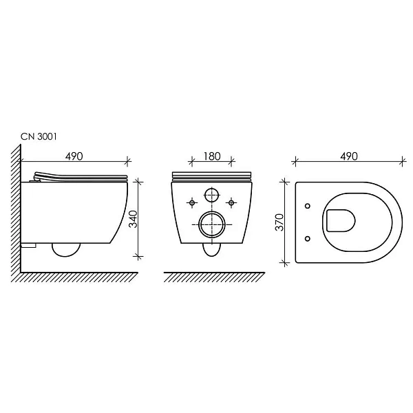 Унитаз подвесной Ceramica Nova Play CN3001MB, черный матовый