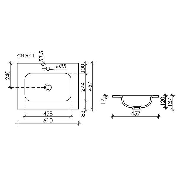 Мебельная раковина Ceramica Nova Element CN7011, 61 см