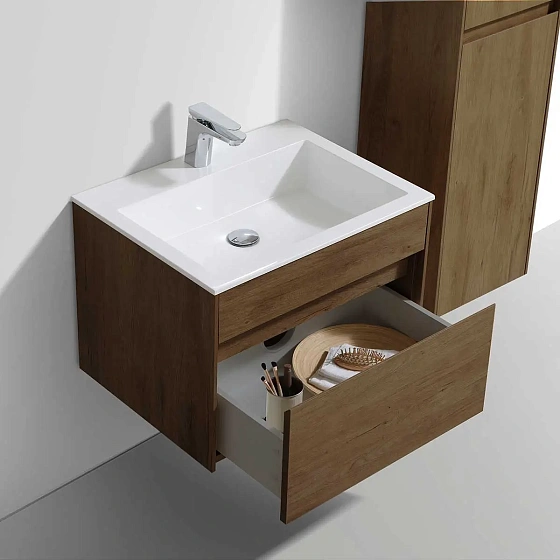 Тумба под раковину Vincea Chiara 600 подвесная, 1 выкатной ящик soft-close, T.Oak