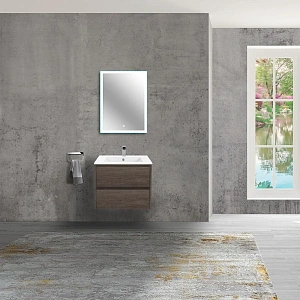 Тумба под раковину Vincea Gio 600 подвесная, 2 выкатных ящика soft-close, R.Oak