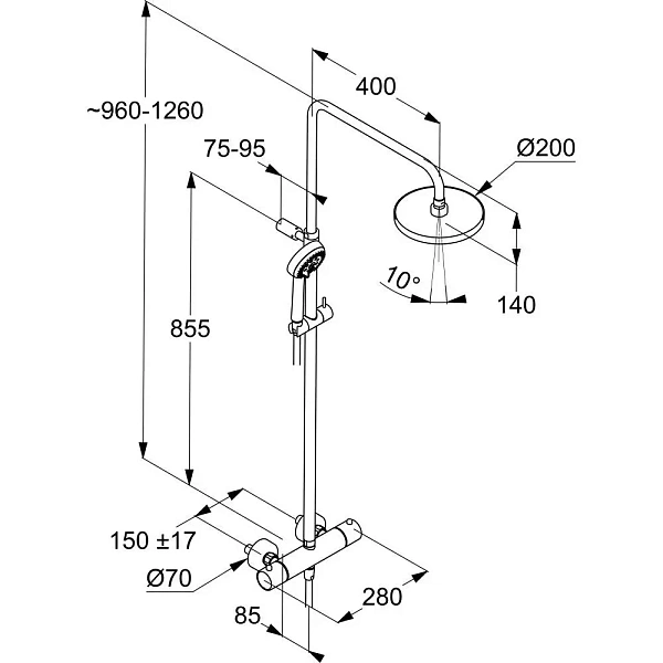 Душевая система с термостатом Kludi Logo Dual Shower System 6809205-00