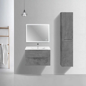 Тумба под керамическую раковину Mia Slim 800 подвесная, 2 выкатных ящика soft close, Beton