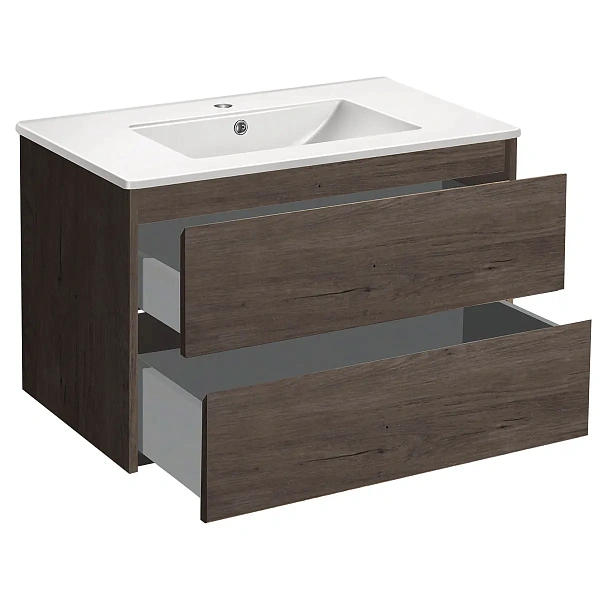 Тумба под раковину Vincea Gio 800 подвесная, 2 выкатных ящика soft-close, R.Oak