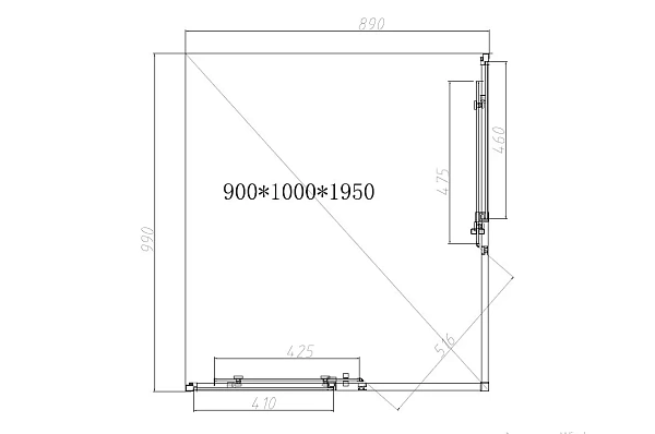 Душевой уголок Vincea Slim-N VSS-4SN9010CLB, 1000*900, черный, стекло прозрачное